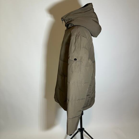 G.H. Bass Co. Brown Quilted Puffer Coat Jacket Hooded Zip Up Womens Size Medium - Picture 3 of 11